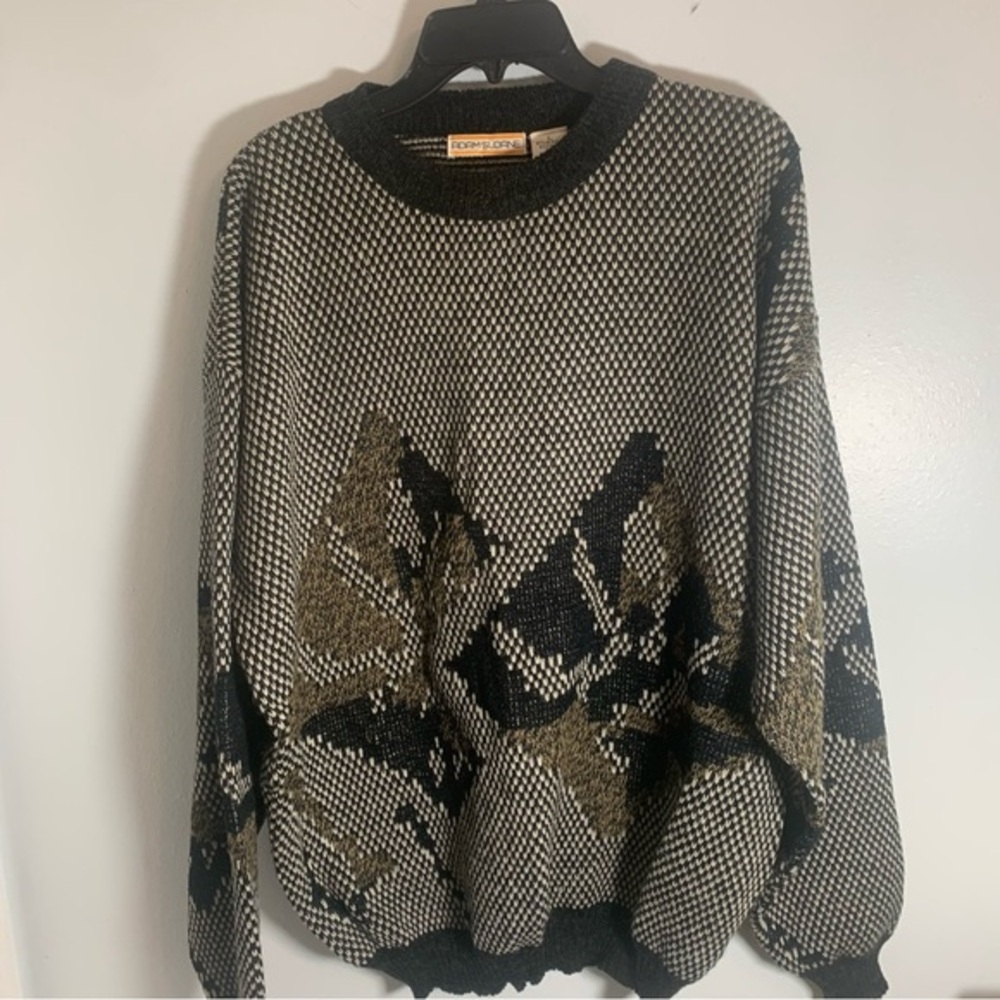 Adam Sloane Vintage Sweater Black and Tan Pattern Men’s Sz Large